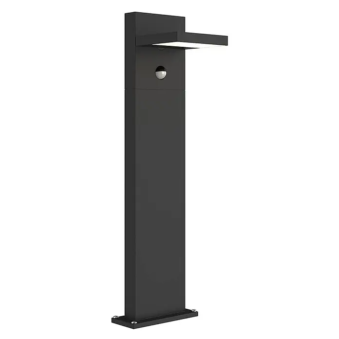 Lucande Außenlaterne Silvan -  - Moderne mattschwarze Pollerleuchte mit integrierter LED und Bewegungssensor.