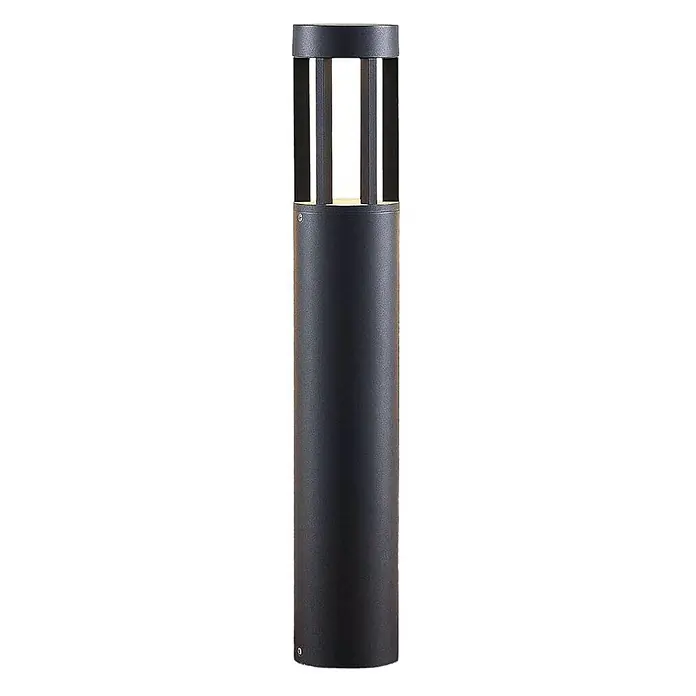 Lucande LED Wegeleuchte, Pollerleuchte Dunkelgrau, Außenleuchte 65 cm -  - Dunkelgraue zylindrische Wegeleuchte mit geschlitztem Oberteil, die warmes Licht abstrahlt.
