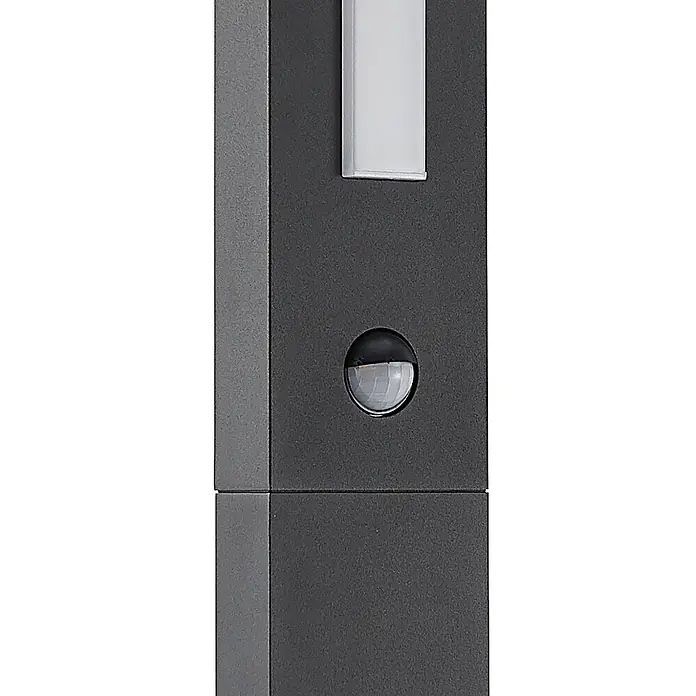 Lucande Außenlaterne Virgalia -  - Moderne dunkelgraue Außenleuchte mit integriertem LED-Streifen und kugelförmigem Bewegungsmelder.