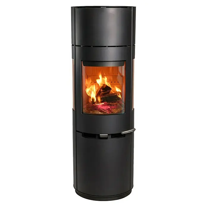 Aduro Kaminofen 9-7 - 8 kW, Raumheizvermögen: 334 m³, Material Verkleidung: Stahl, Schwarz - Ein eleganter, freistehender Kaminofen mit sichtbarem Feuerraum, ideal für gemütliche Wärme und stilvolles Ambiente.