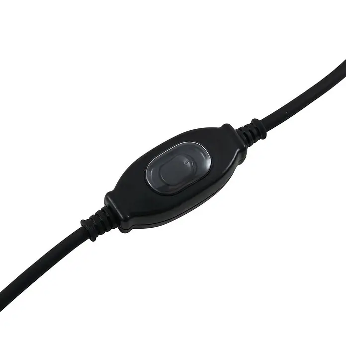 Lindby LED Dekorationsleuchte in weiß, schwarz, -  - Schwarzer Inline-Kabelschalter mit transparentem, ovalem Druckknopf, in ein schwarzes Stromkabel integriert.