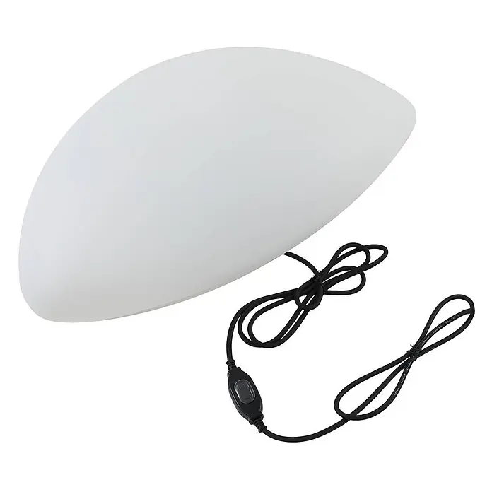 Lindby LED Dekorationsleuchte in weiß, schwarz, -  - Weißer ovaler Lampenschirm/Lichtdiffusor mit schwarzem Stromkabel und Ein-/Ausschalter.
