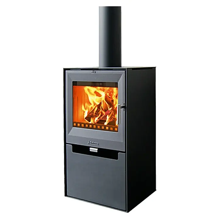 Aduro Kaminofen 14 - 6,5 kW, Raumheizvermögen: 334 m³, Material Verkleidung: Stahl, Schwarz - Schwarzer Kaminofen mit sichtbaren Flammen. Stilvolle Heizlösung für Ihr Zuhause, die Wärme und Eleganz vereint.