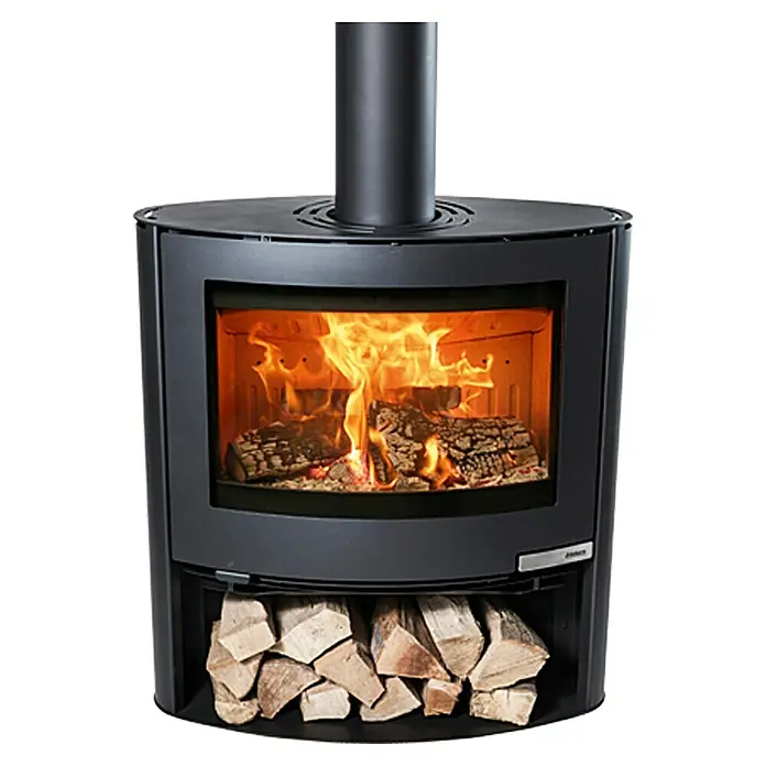 Aduro Kaminofen 15-2 - 6,5 kW, Raumheizvermögen: 334 m³, Material Verkleidung: Stahl, Schwarz - Brennender Kaminofen mit Holzscheiten für gemütliche Wärme. Das moderne Design macht diesen Ofen zu einem Blickfang in jedem Raum.