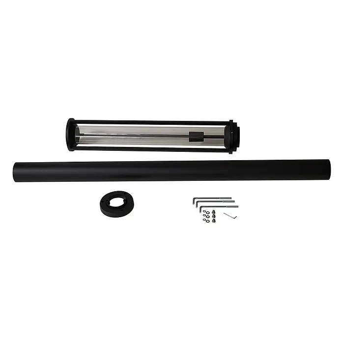Lucande Außenlaterne Alivaro -  - Schwarze zylindrische Leuchten-/Heizstrahlerkomponenten: Rohr, transparente Hülle, Basis und Hardware.