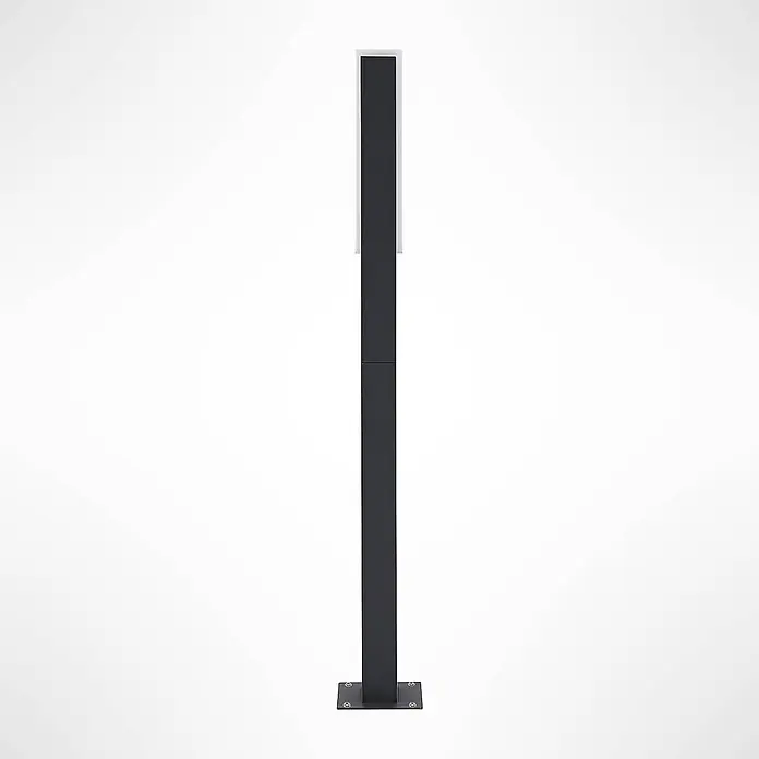 Lucande LED Wegeleuchte in anthrazit, weiß, Gartenlampe -  - Dunkelgraue quadratische Außenpollerleuchte mit silbernem Leuchtpanel und verschraubter Basis.