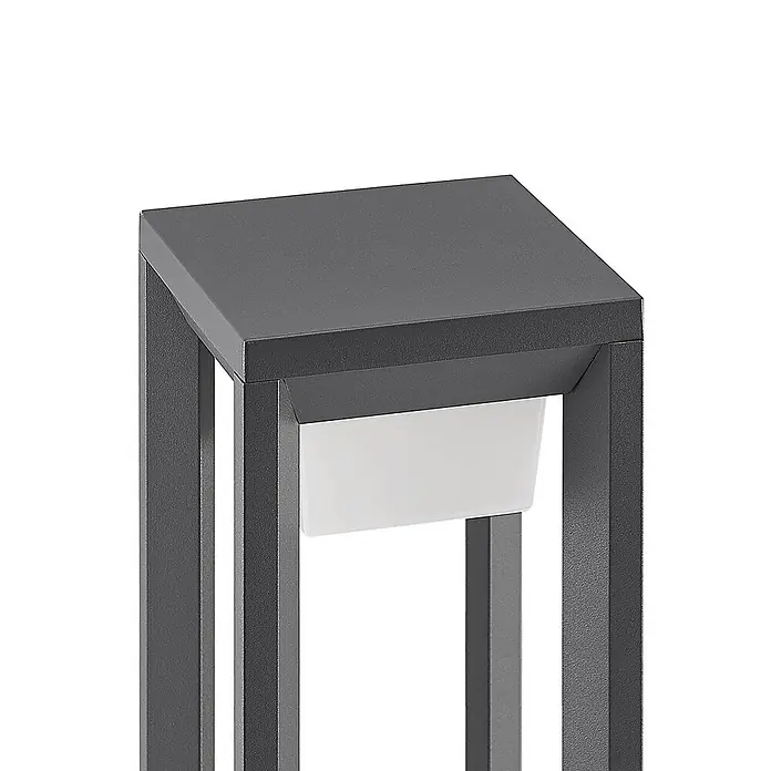 PRIOS LED Wegeleuchte in dunkelgrau, Gartenlampe -  - Dunkelgraue Metall-Außenleuchte mit quadratischem Design und weißem Lichtdiffusor.