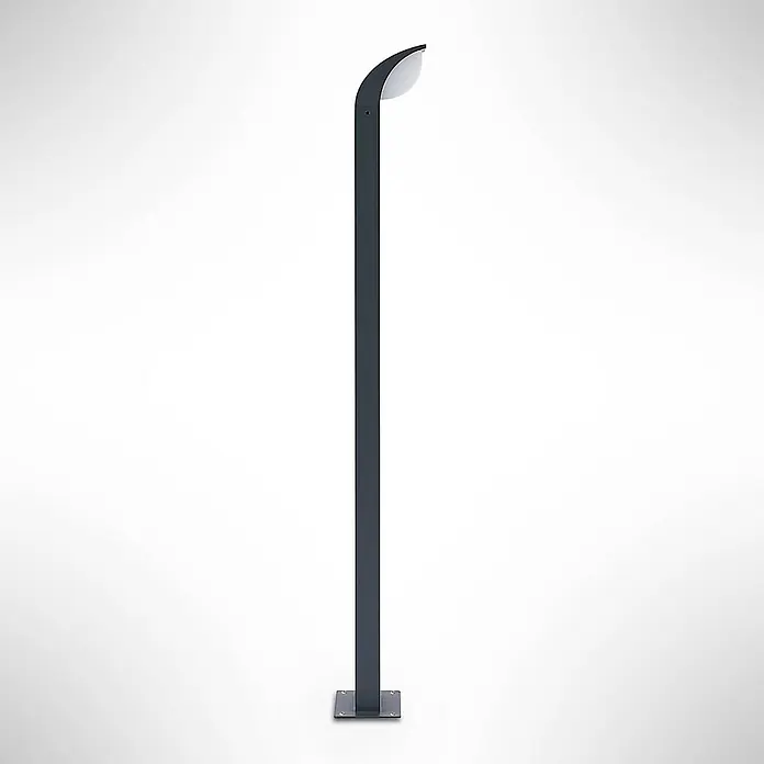 Lucande LED Wegeleuchte Pollerleuchte anthrazit 80 cm, Aussenleuchte Garten -  - Elegante dunkelgraue Außenleuchte mit gebogenem Oberteil und weißem Diffusor auf quadratischem Sockel.