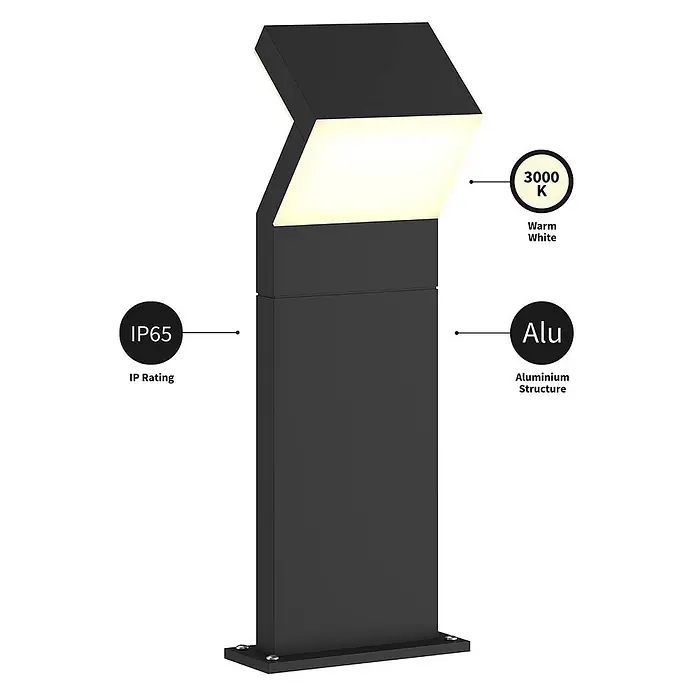Arcchio LED Sockelleuchte in dunkelgrau, Wegeleuchten außen -  - Schwarze Aluminium-Sockelleuchte für den Außenbereich mit warmweißem 3000K LED, IP65.