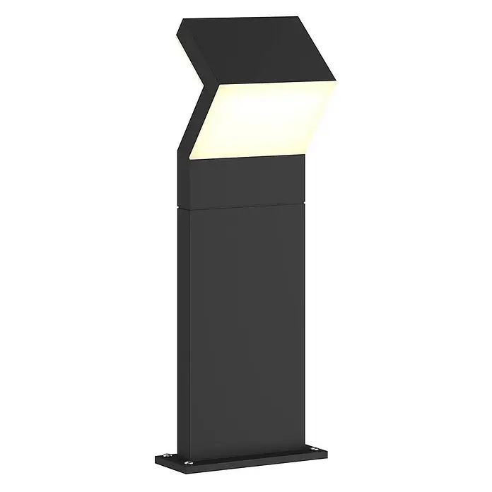 Arcchio LED Sockelleuchte in dunkelgrau, Wegeleuchten außen -  - Schwarze moderne Wegepollerleuchte mit kantigem Design, die warmweißes Licht abstrahlt.
