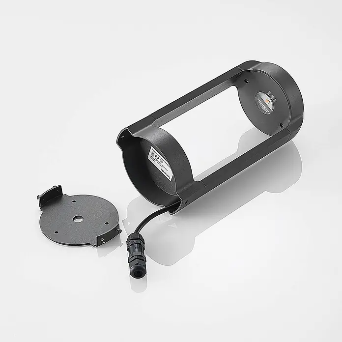 Lucande LED Sockelleuchte in anthrazit, Wegeleuchten außen -  - Dunkelgraue Außenleuchte mit abnehmbarer Montagebasis und wasserdichtem Kabelstecker.