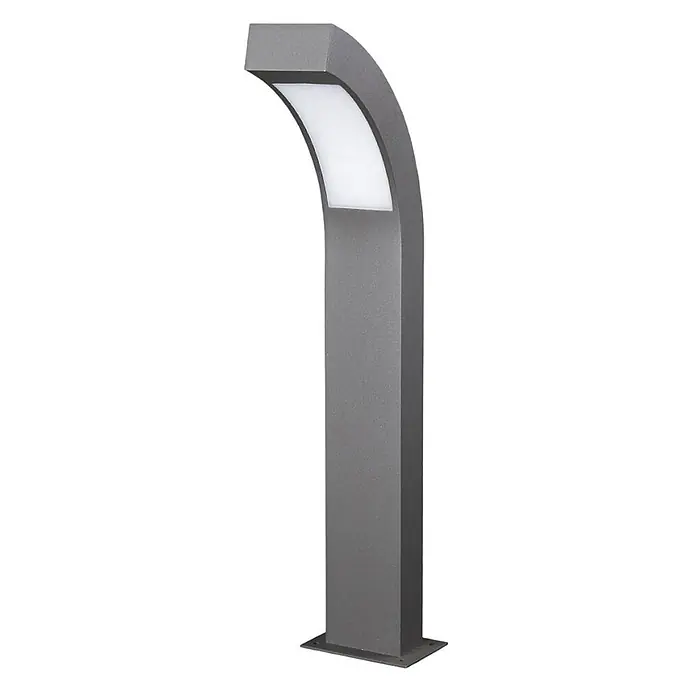 Lucande LED Sockelleuchte, Wegeleuchte außen, Höhe: 60 cm, inkl. 4,2W LED -  - Dunkelgraue Outdoor-Pollerleuchte mit gebogenem Oberteil und weißem Lichtpaneel. Moderne Wege-Leuchte in Anthrazit.