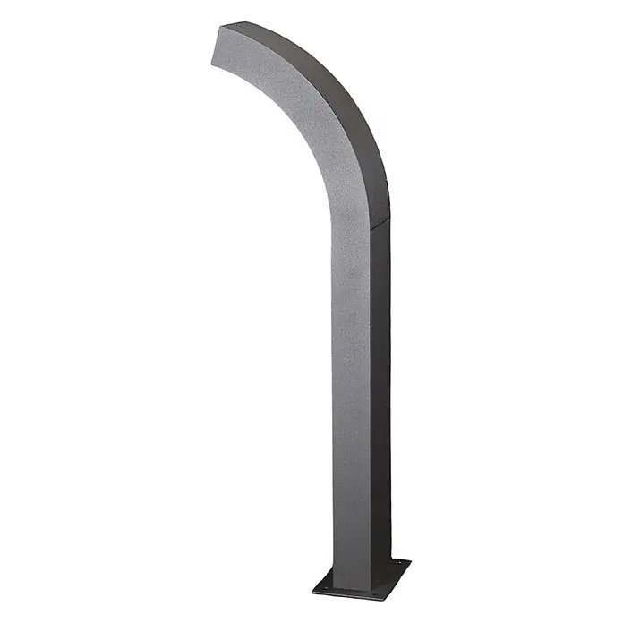 Lucande LED Sockelleuchte, Wegeleuchte außen, Höhe: 60 cm, inkl. 4,2W LED -  - Dunkelgraue, gebogene Poller- oder Wegeleuchte mit strukturierter Oberfläche und quadratischem Sockel.