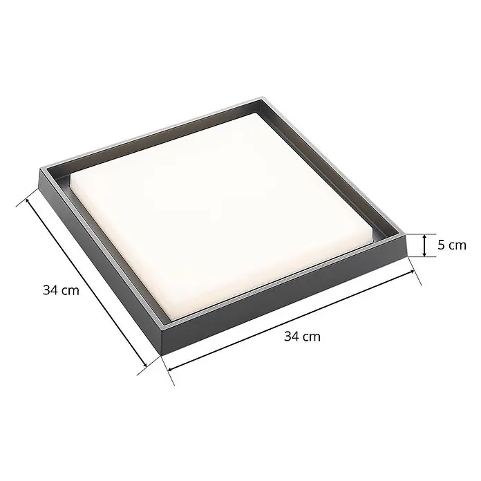 Lucande LED Outdoor Deckenlampe in dunkelgrau, weiß, Deckenleuchte außen -  - Dunkelgraues quadratisches Tablett mit weißem Einsatz, 34x34 cm, 5 cm hoch.