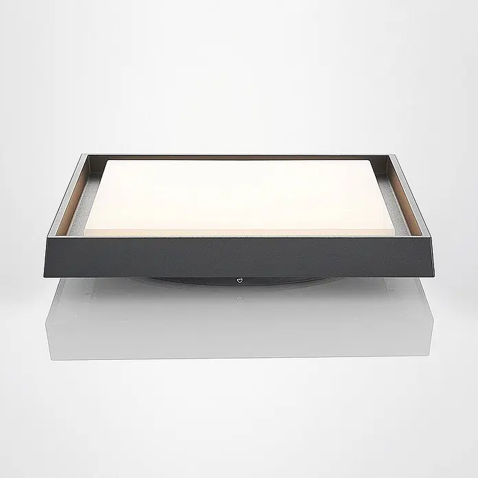 Lucande LED Outdoor Deckenlampe in dunkelgrau, weiß, Deckenleuchte außen -  - Quadratische dunkelgraue LED-Deckenleuchte mit weißem Diffusor.