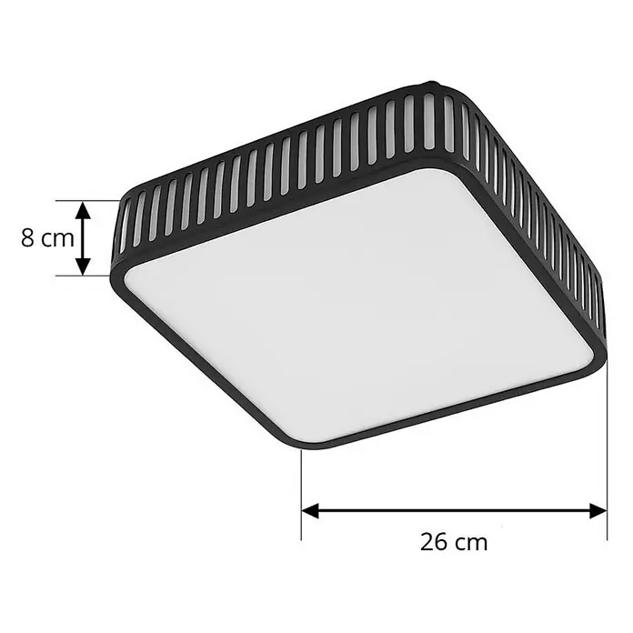 Lindby LED Outdoor Deckenlampe in schwarz, weiß, Deckenleuchte außen -  - Quadratische LED-Deckenleuchte mit schwarzem Rahmen und weißem Diffusor, 26 cm breit, 8 cm hoch.