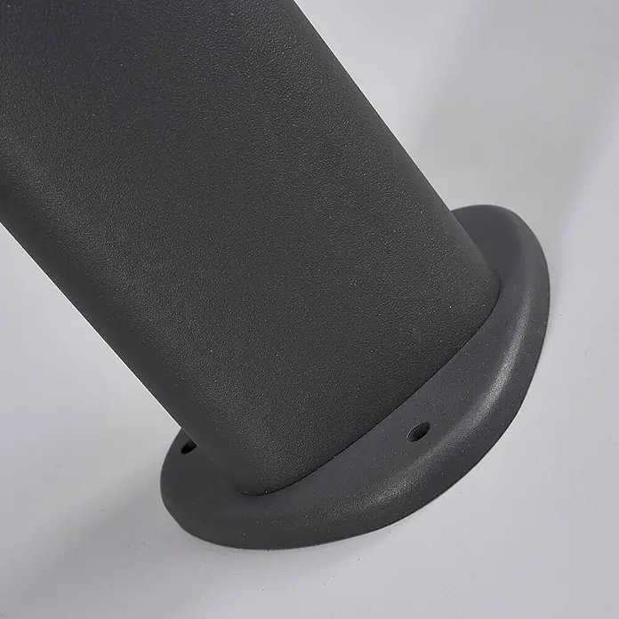 Lucande LED Sockelleuchte in anthrazit, transparent, Wegeleuchten außen -  - Dunkelgrauer, texturierter Stützpfosten mit ausgestellter Montagebasis und zwei Schraubenlöchern.
