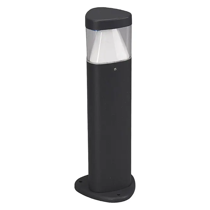 Lucande LED Sockelleuchte in anthrazit, transparent, Wegeleuchten außen -  - Dunkelgraue Wegeleuchte mit klarem Oberteil und weißem Diffusor.