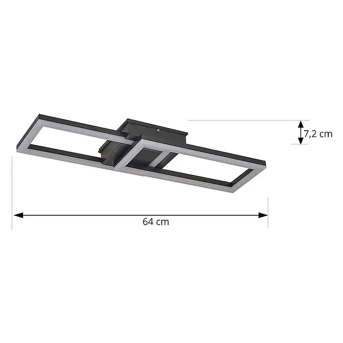 Lindby LED Outdoor Deckenlampe in schwarz, weiß, Deckenleuchte außen -  - Moderne schwarze rechteckige LED-Deckenleuchte mit weißen Diffusoren, 64 cm lang und 7,2 cm hoch.