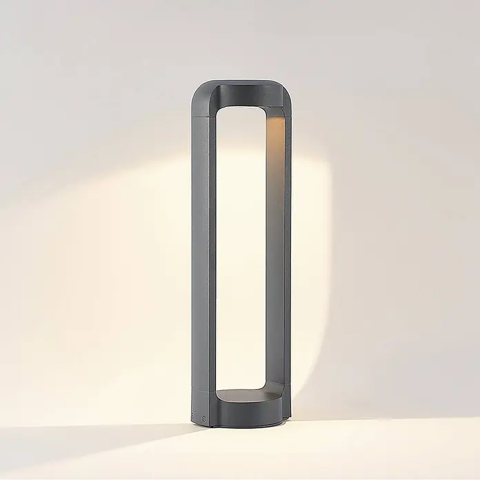 Lucande Außensockelleuchte Habsa -  - Moderne, dunkelgraue, U-förmige Außenwegleuchte mit warmweißem Licht.