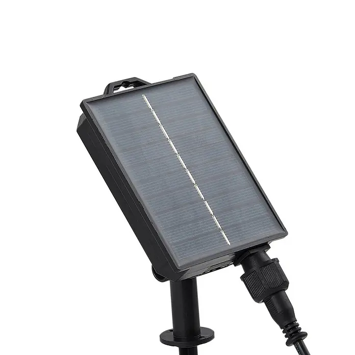 Lindby LED Solar Stehlampe Outdoor in schwarz matt, Stehleuchte Garten -  - Schwarzes Solarpanel auf einem Ständer mit angeschlossenem Kabel.