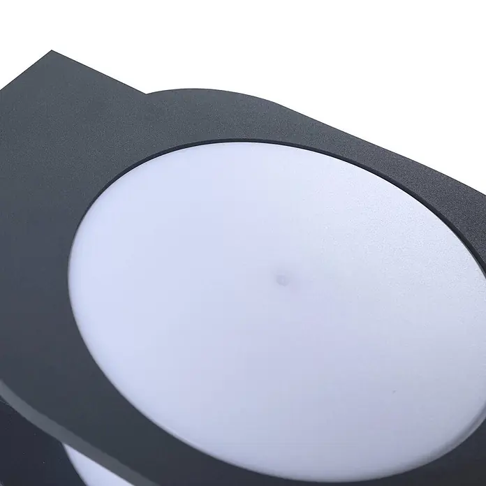 Lindby Außenwandleuchte Fyra - alu / grau / zink, weiß / opal, IP54 - Moderne dunkelgraue Außenwandleuchte mit mattweißem ovalem Diffusor.