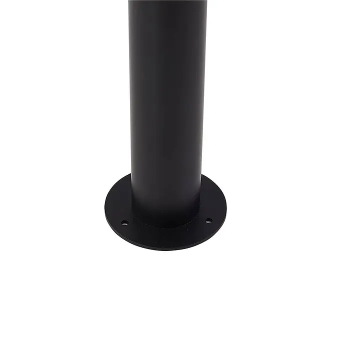 Lindby Außenstehleuchte Orfeas -  - Schwarze zylindrische Stange mit runder Bodenplatte und sichtbaren Befestigungslöchern.
