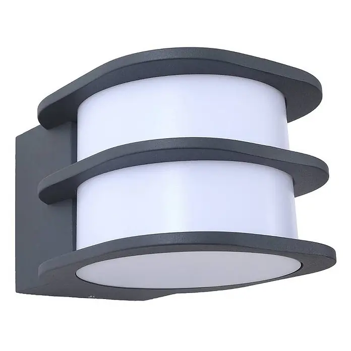 Lindby Außenwandleuchte Fyra - alu / grau / zink, weiß / opal, IP54 - Moderne anthrazitfarbene Außenwandleuchte mit zwei zylindrischen, mattweißen Diffusoren.