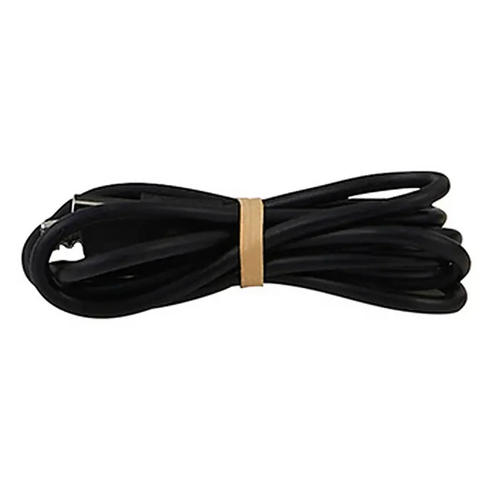 Lindby LED Stehlampe Outdoor in schwarz, dimmbar Stehleuchte Garten -  - Schwarzes Stromkabel, ordentlich aufgewickelt und mit einem beigen Gummiband gesichert, mit einem Stecker an einem Ende.
