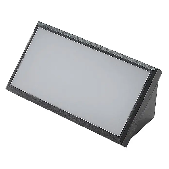 Lindby LED Wandleuchte aussen in dunkelgrau, weiß, Aussenlampe Wand -  - Rechteckige, dunkelgraue LED-Außenwandleuchte mit mattierter Abdeckung und abgeschrägter Rückseite.