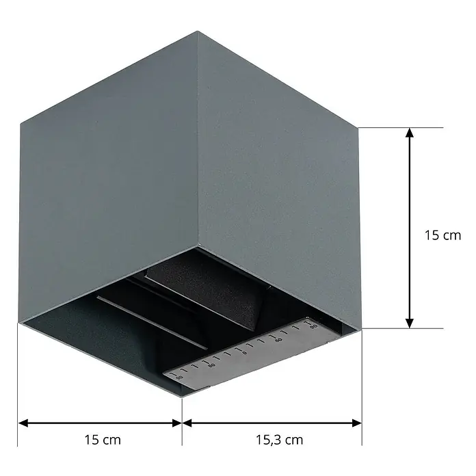 PRIOS LED Solar Wandleuchte aussen in anthrazit, mit Bewegungsmelder, -  - Graue quadratische Leuchte mit verstellbarem Innenreflektor.