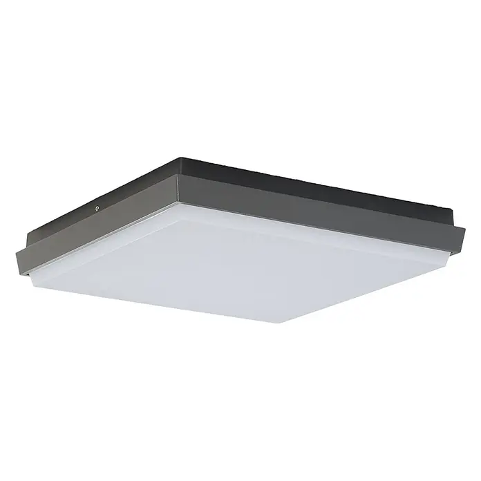 Lucande LED Outdoor Deckenlampe in anthrazit, weiß, Deckenleuchte außen -  - Quadratische LED-Deckenleuchte mit dunkelgrauem Rahmen und weißem Diffusor.
