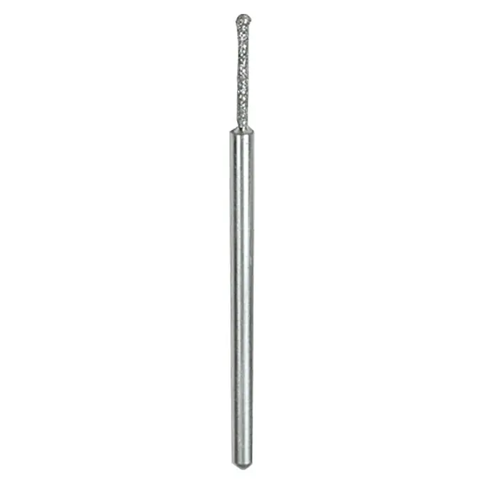 Proxxon Diamant-Schleifstifte No 28230 - 1,2 mm, Geeignet für: Glas, 2 Stk. - Nahaufnahme eines zylindrischen Diamantbohrers mit rundem Kopf, ideal für präzise Gravuren und Dremel-Arbeiten.