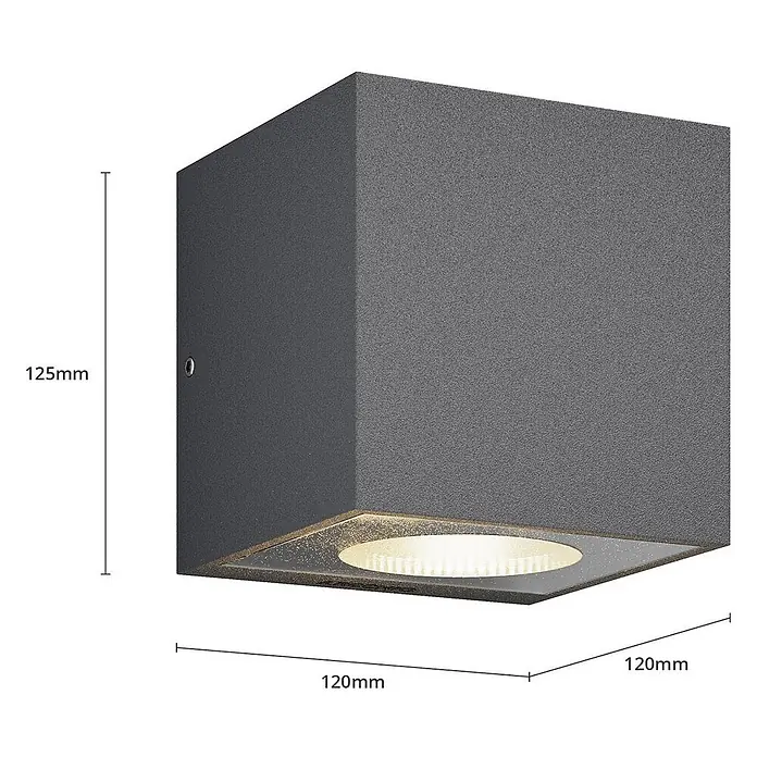 Arcchio LED Wandleuchte aussen in anthrazit, Aussenlampe Wand -  - Dunkelgraue, kubische Außenwandleuchte mit rauer Oberfläche.