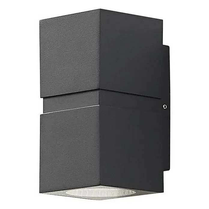 Lucande LED Wandleuchte aussen in dunkelgrau, transparent, Aussenlampe Wand -  - Moderne matte schwarze rechteckige Außenwandleuchte mit Auf-/Abstrahlfunktion.