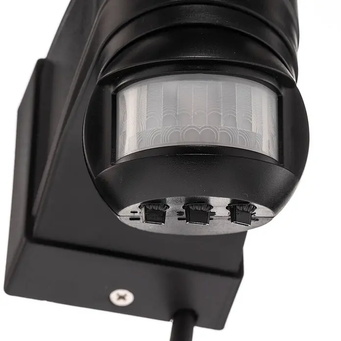 PRIOS LED Wandleuchte innen in schwarz, weiß, mit Bewegungsmelder, -  - Schwarzer Bewegungsmelder mit transparenter Linse und drei einstellbaren Drehknöpfen.