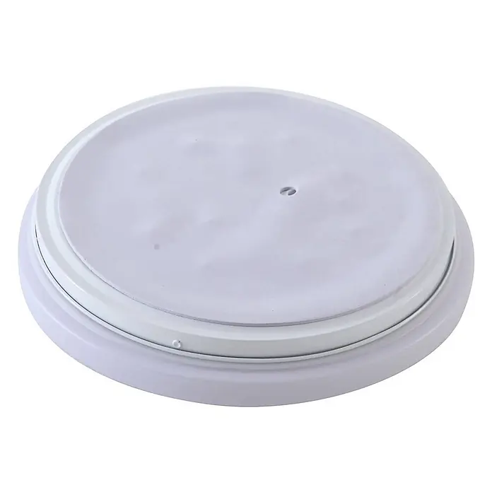 Lindby LED Outdoor Deckenlampe in weiß, mit Bewegungsmelder, Deckenleuchte -  - Weißer, runder Kunststoff-Sockel oder Abdeckung mit texturierter Oberfläche und zwei kleinen Löchern.
