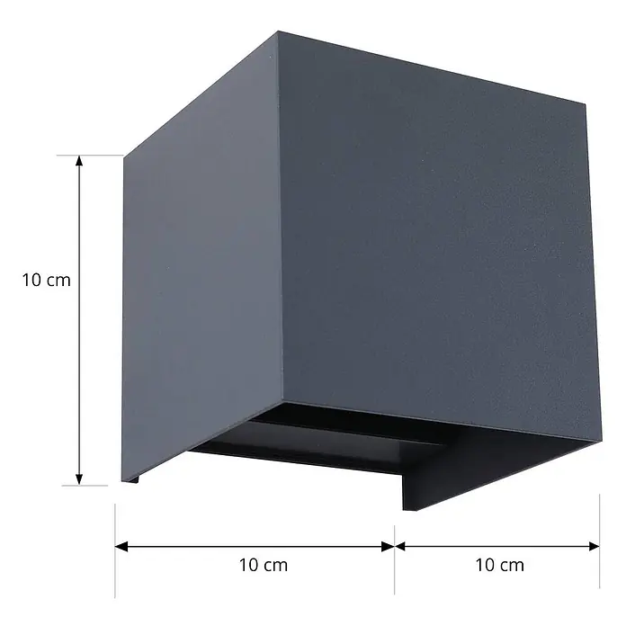 Lindby LED Wandleuchte aussen Smart Home in dunkelgrau, dimmbar up down -  - Anthrazitfarbene würfelförmige Außenwandleuchte, 10x10x10 cm, für Up/Down-Beleuchtung.
