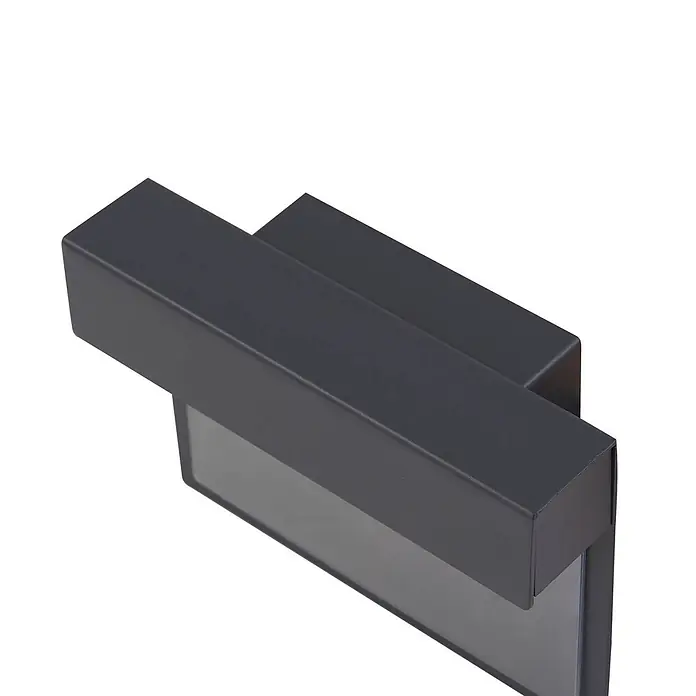 Lindby LED Wandleuchte aussen in dunkelgrau, Aussenlampe Wand -  - Dunkelgraue rechteckige LED-Außenwandleuchte mit mattierter oder transparenter Platte.