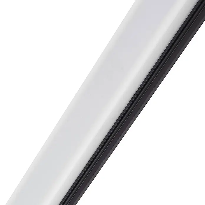 Lindby LED Solar Wandleuchte aussen in schwarz, weiß, dimmbar Aussenlampe -  - Schwarzes LED-Profil mit weißer Lichtdiffusorabdeckung.