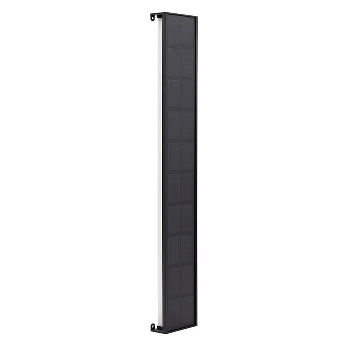 Lindby LED Solar Wandleuchte aussen in schwarz, weiß, dimmbar Aussenlampe -  - Langes schwarzes Solarpanel mit weißem Lichtstreifen und Montagehalterungen für den Außenbereich.