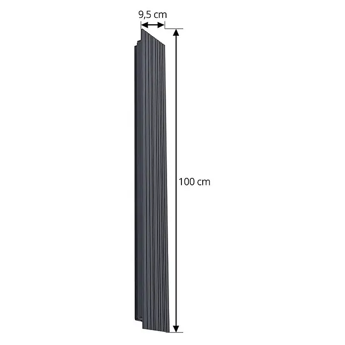 Lucande LED Wandleuchte aussen in schwarz, Aussenlampe Wand -  - Dunkelgraues geriffeltes Profil, 100 cm lang und 9,5 cm breit.