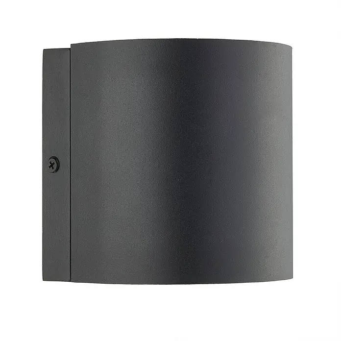 Lindby LED Wandleuchte aussen in schwarz, Aussenlampe Wand -  - Anthrazitfarbene, matte Außenwandleuchte, halbzylindrisch mit texturierter Oberfläche.