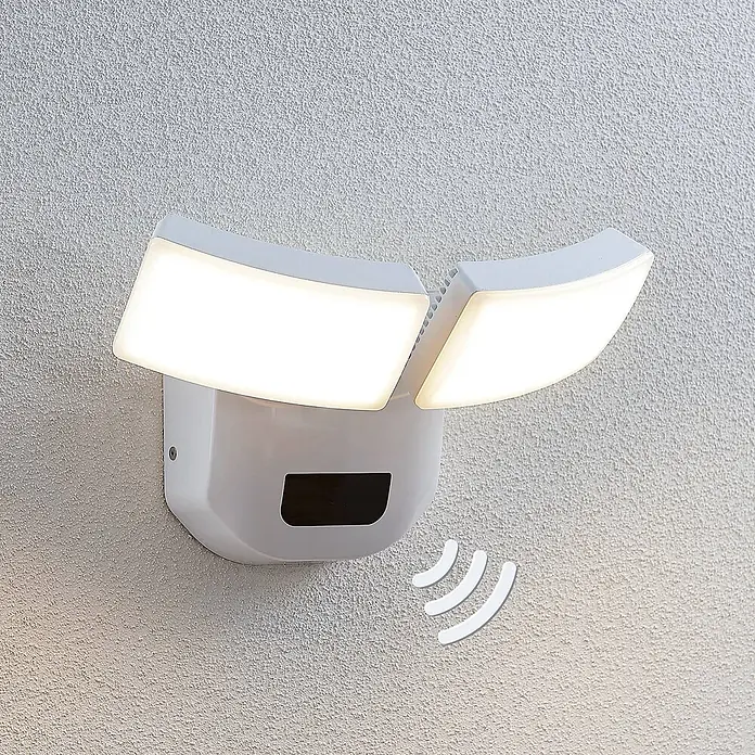 Lindby Außenwandleuchte Nikias - weiß / opal, weiß / opal, IP54