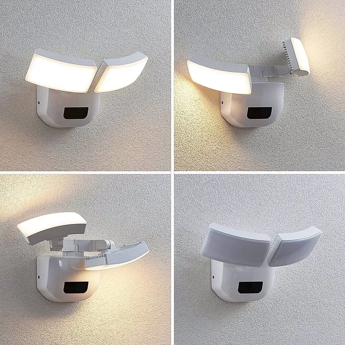 Lindby Außenwandleuchte Nikias - weiß / opal, weiß / opal, IP54