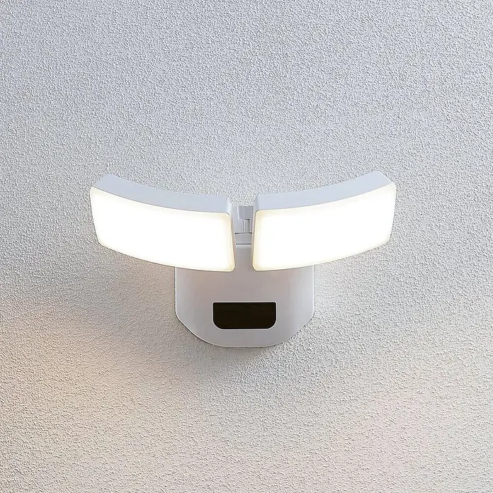 Lindby Außenwandleuchte Nikias - weiß / opal, weiß / opal, IP54