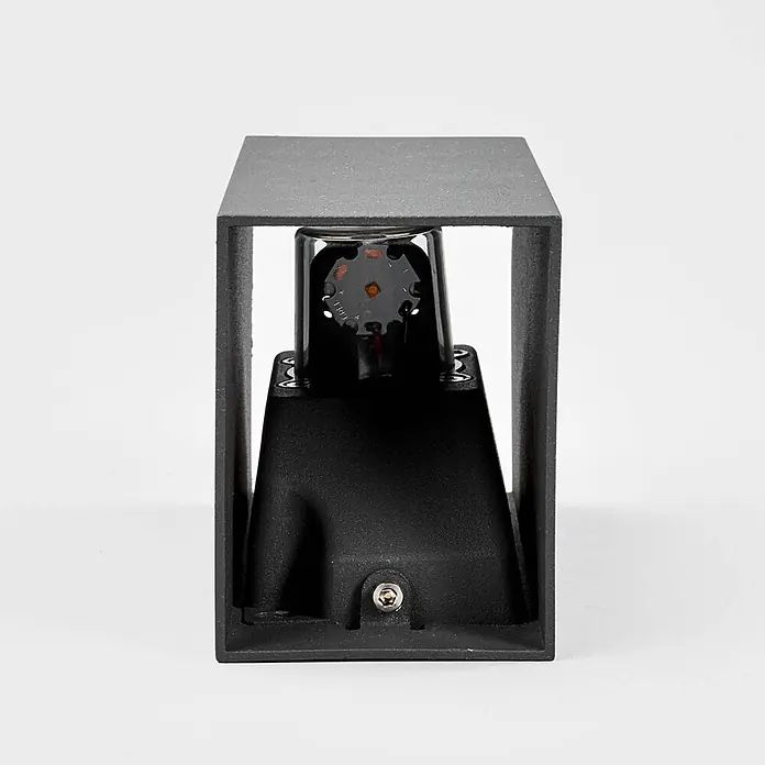 Lucande LED Wandleuchte aussen in anthrazit, Aussenlampe Wand -  - Quadratische dunkelgraue Außenwandleuchte mit nach unten gerichtetem LED-Modul.