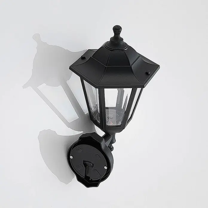 Lindby Außenwandleuchte Iavo - schwarz, schwarz, IP44 - Schwarze Außenwandleuchte mit klaren Glasscheiben zur Wandmontage.