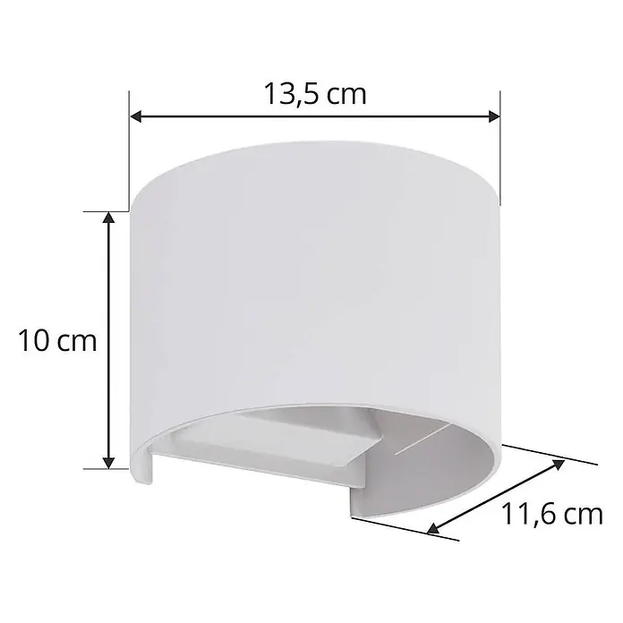Lindby LED Wandleuchte aussen in weiß, up down Aussenlampe Wand -  - Weiße, gebogene Wandleuchte, 10 cm hoch, 13,5 cm breit, 11,6 cm tief.