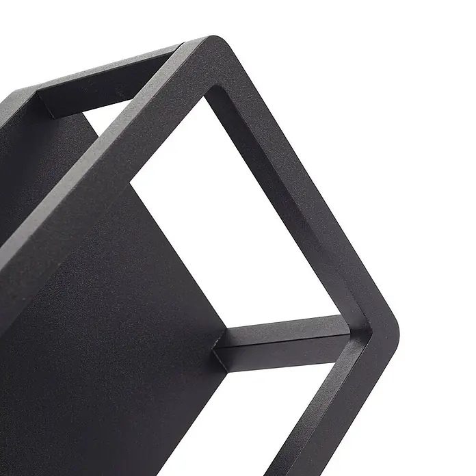 Lucande LED Wandleuchte aussen in schwarz matt, transparent, Aussenlampe -  - Dunkler, texturierter geometrischer Metallrahmen.